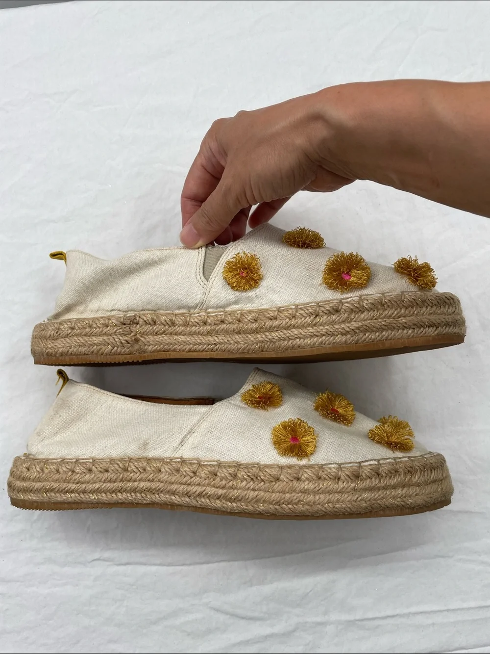 NEW! Silvia Cobos Espadrille Slip-On with Pom Details. 7.5.